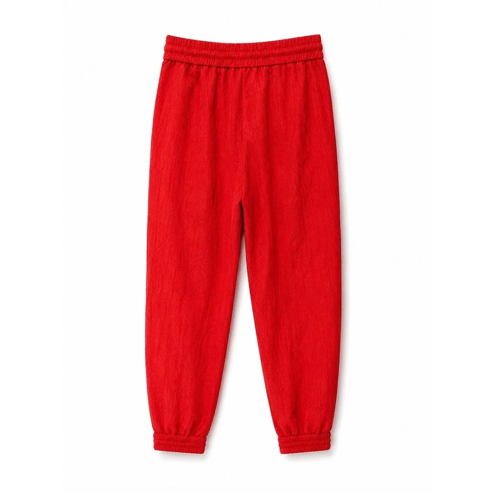 MSGM Jogger Pants Red New Textured Jacquard Size 6